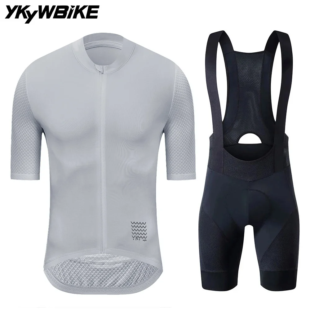 YKYWBIKE Men's Cycling Jersey Set Cycling Bib Shorts Classic MTB Kit Breathable Bike Clothes Bicycle Maillot Cycling Clothing