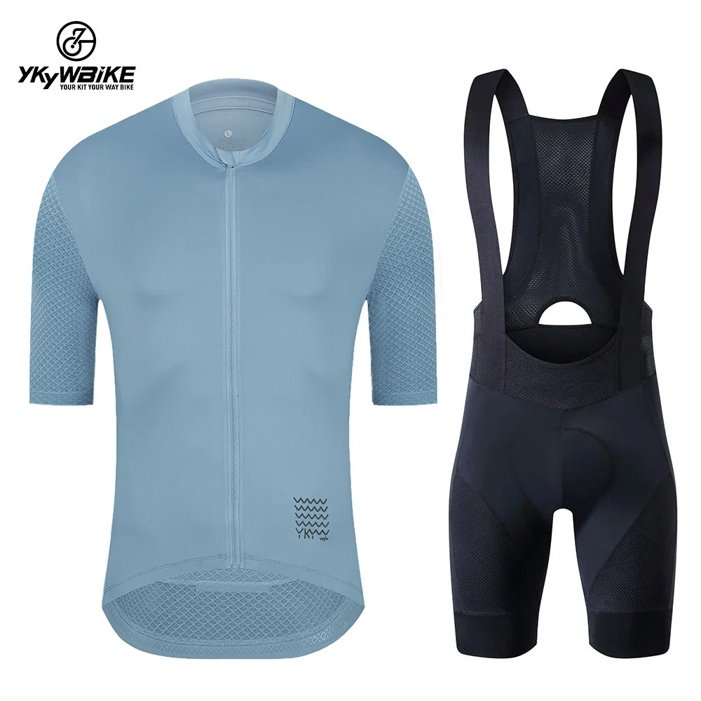 YKYWBIKE Men's Cycling Jersey Set Cycling Bib Shorts Classic MTB Kit Breathable Bike Clothes Bicycle Maillot Cycling Clothing