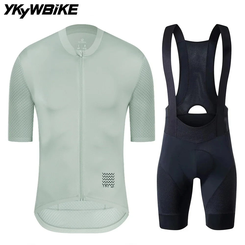 YKYWBIKE Men's Cycling Jersey Set Cycling Bib Shorts Classic MTB Kit Breathable Bike Clothes Bicycle Maillot Cycling Clothing