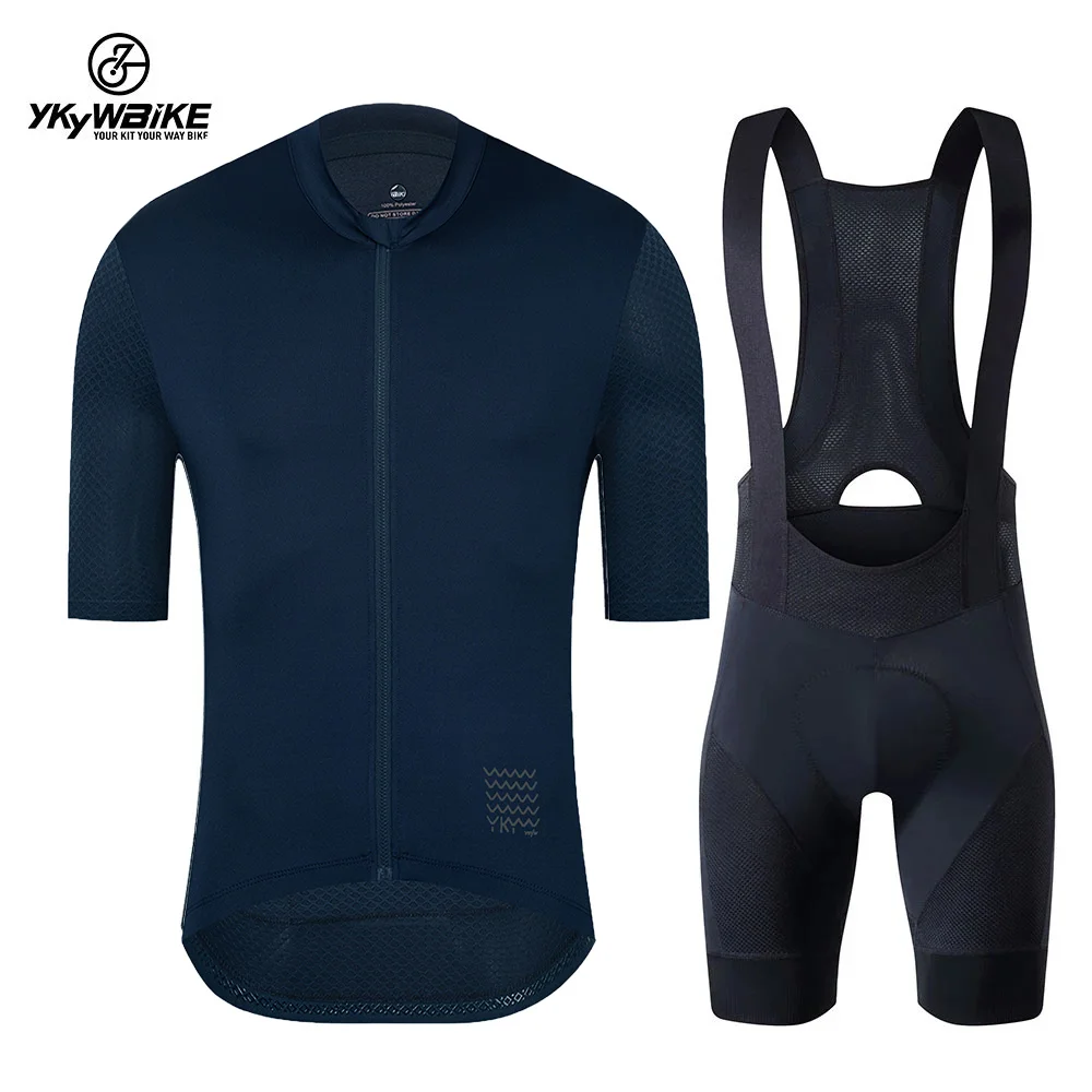 YKYWBIKE Men's Cycling Jersey Set Cycling Bib Shorts Classic MTB Kit Breathable Bike Clothes Bicycle Maillot Cycling Clothing