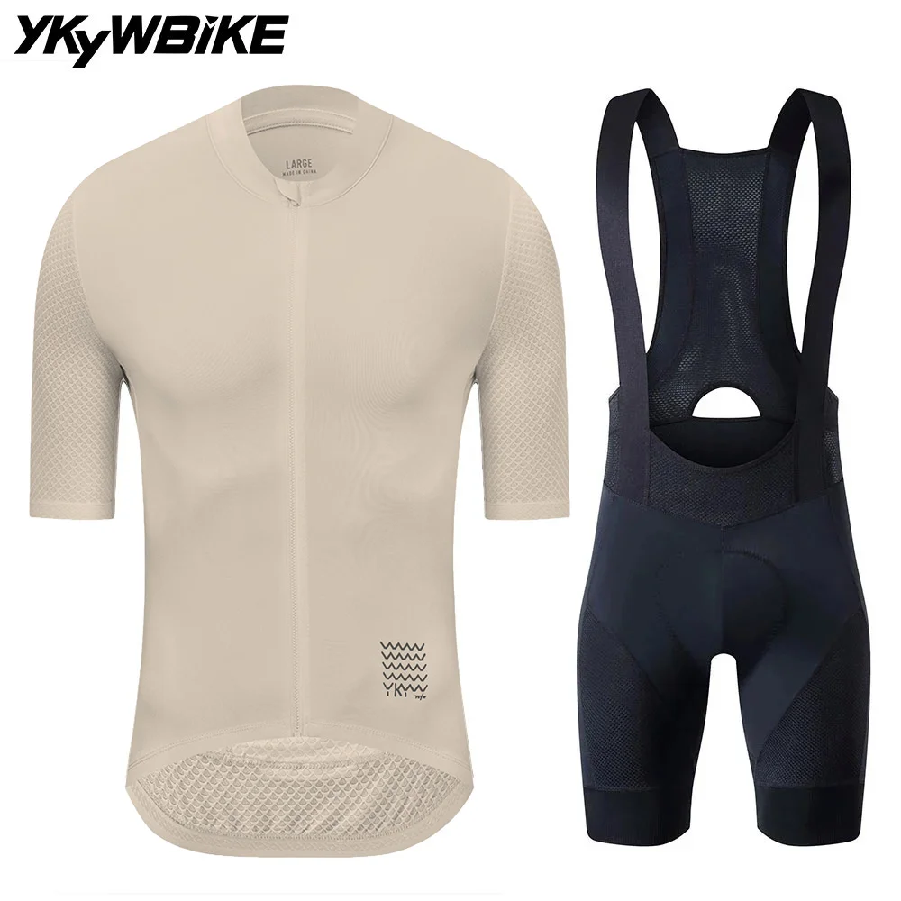 YKYWBIKE Men's Cycling Jersey Set Cycling Bib Shorts Classic MTB Kit Breathable Bike Clothes Bicycle Maillot Cycling Clothing