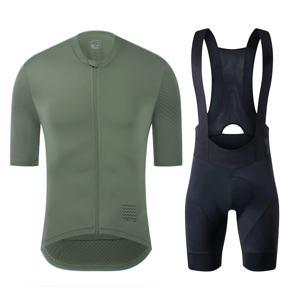 YKYWBIKE Men's Cycling Jersey Set Cycling Bib Shorts Classic MTB Kit Breathable Bike Clothes Bicycle Maillot Cycling Clothing