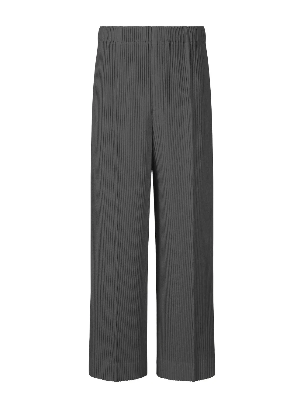 Miyake Pleated Wide Leg Pants Men Elastic Waist Straight Trousers With Side Pockets Wrinkle Resistant Japanese Minimalist