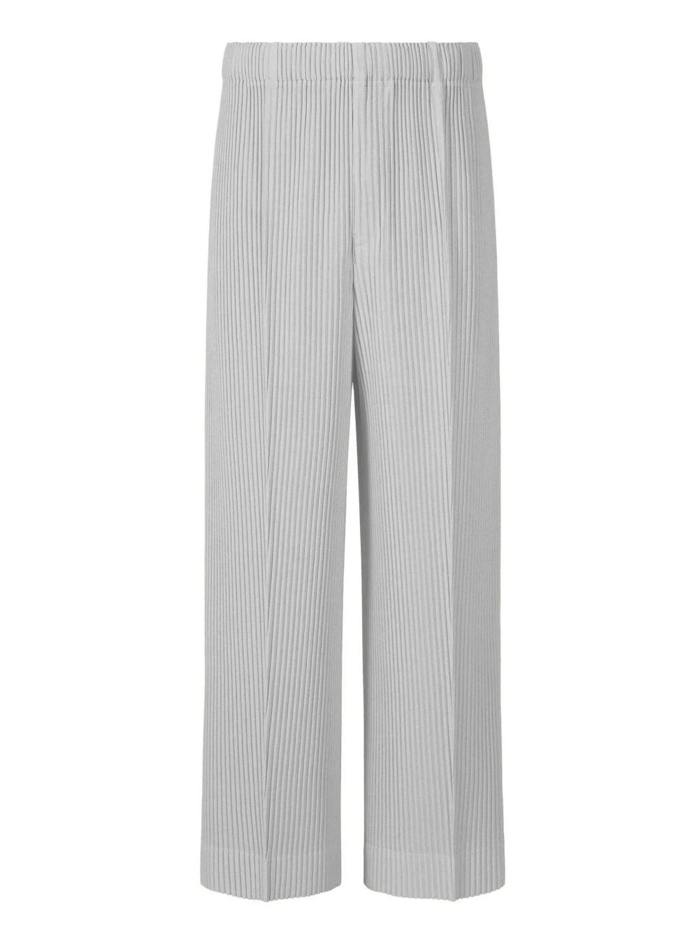Miyake Pleated Wide Leg Pants Men Elastic Waist Straight Trousers With Side Pockets Wrinkle Resistant Japanese Minimalist
