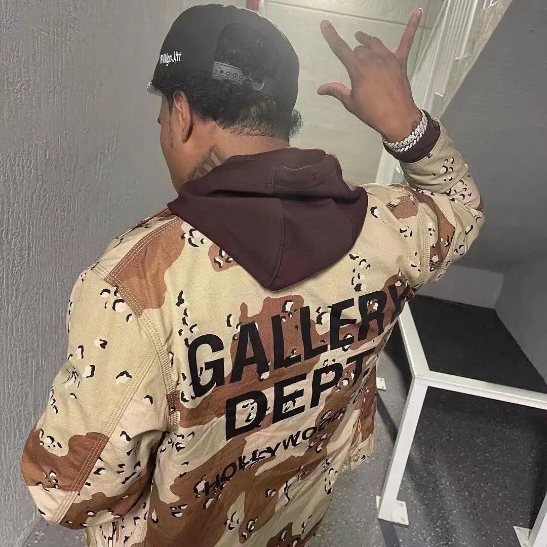Gallery Dept New Word Print Desert Camouflage Khaki Zip Coach Jacket
