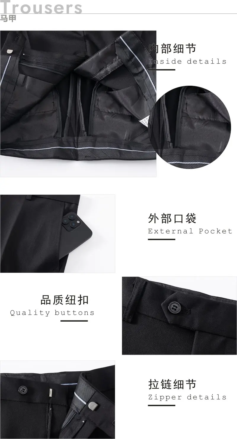 Double-Breasted Three-Piece Casual Suit for Men for Parties and Weddings, Light and Mature Solid-Colored Korean-Style Outfit