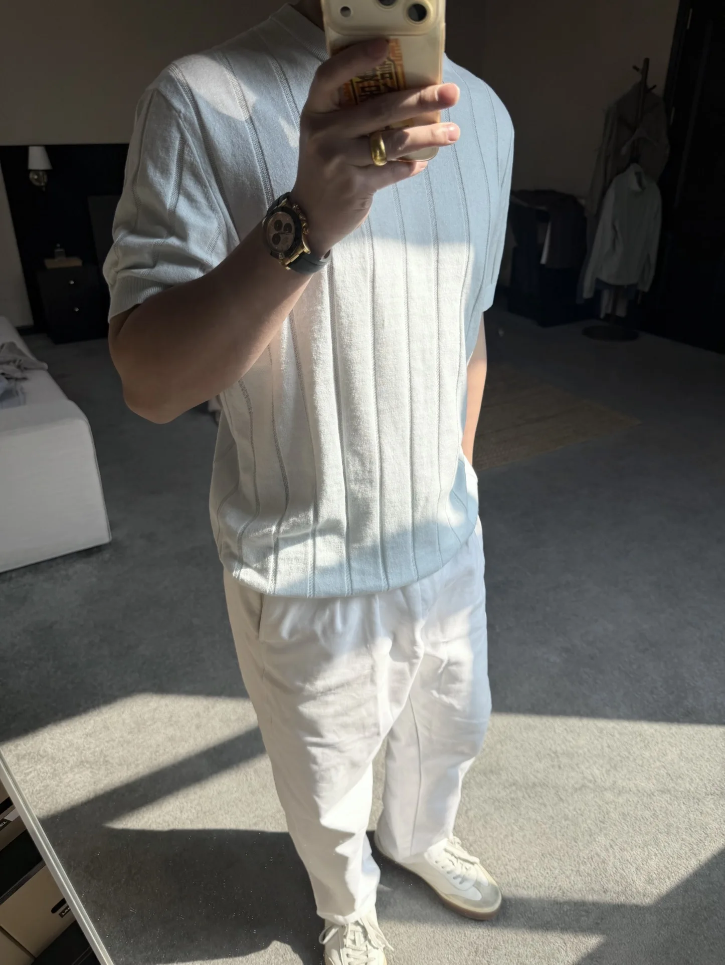 **LP-Style Old Money Men's 16-Gauge Sea Island Cotton & 90-Count Linen Short-Sleeve Knit Crew Neck Pullover – Comfortable Solid Color, Business Casual & Vacation Wear**
