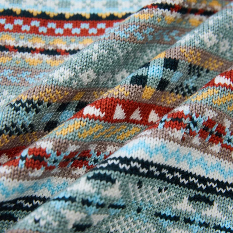 OKONKWO British retro Fair Isle pattern bottoming vest wool blend V-neck wool vest for men and women