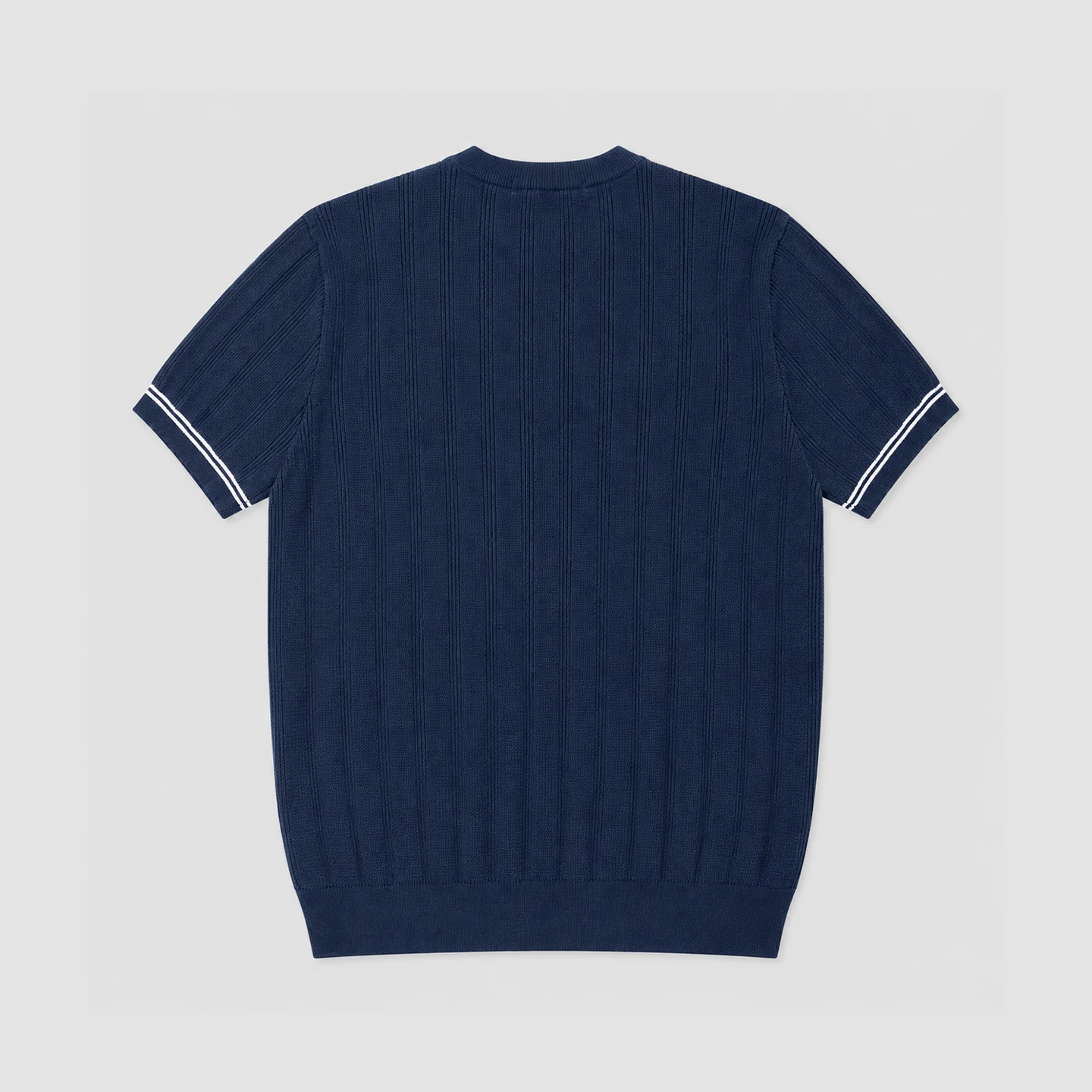 PG Men's Vertical Stripes Knit T-Shirt - Summer Round Neck Short Sleeve Shirt - Casual Fit Knit Pullover Shirt