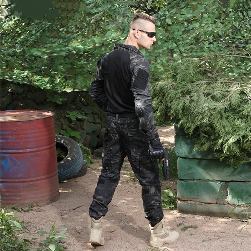 Military Tactical Pants Men's Cargo Outdoor Pants Multi-pocket Wear-resistant Breathable Workwear Combat Trousers +Knee Pads