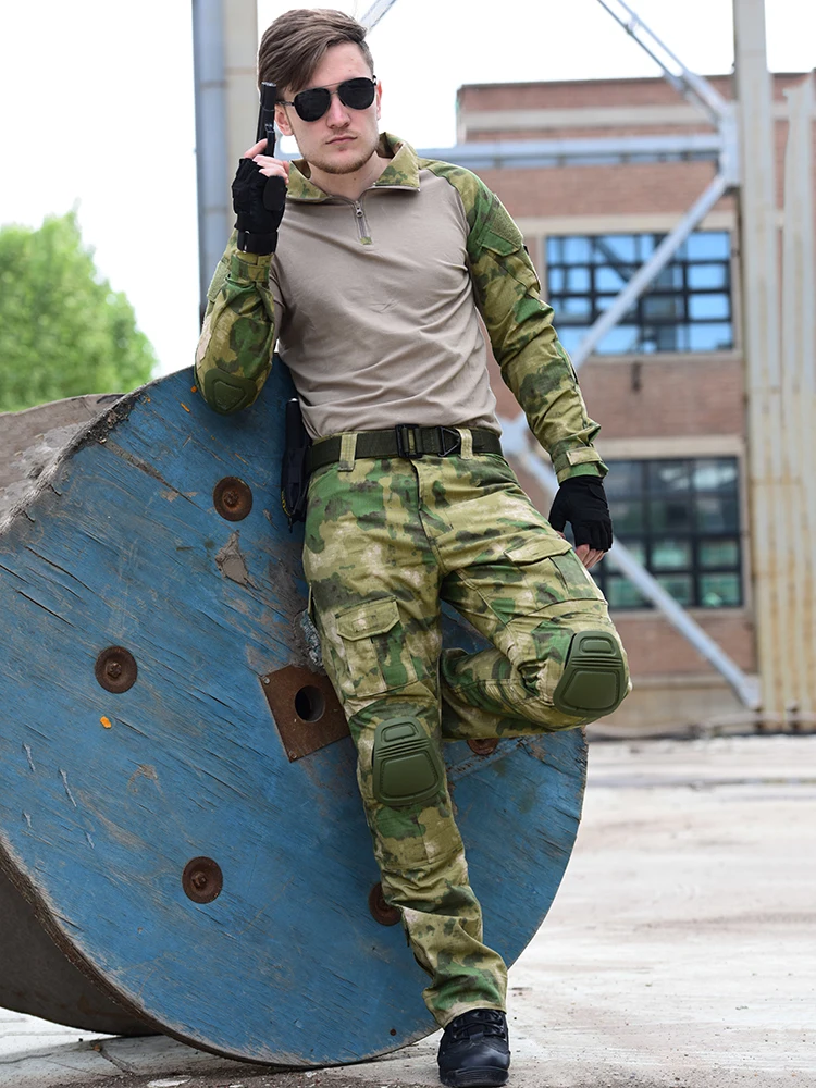Military Tactical Pants Men's Cargo Outdoor Pants Multi-pocket Wear-resistant Breathable Workwear Combat Trousers +Knee Pads