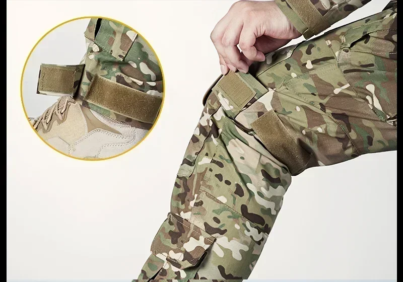 Military Tactical Pants Men's Cargo Outdoor Pants Multi-pocket Wear-resistant Breathable Workwear Combat Trousers +Knee Pads