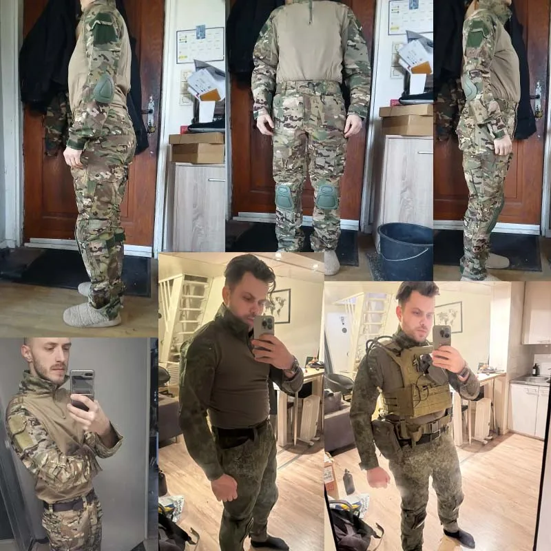 Military Tactical Pants Men's Cargo Outdoor Pants Multi-pocket Wear-resistant Breathable Workwear Combat Trousers +Knee Pads
