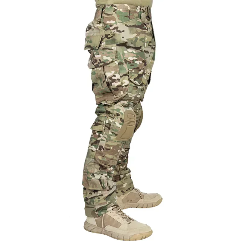 Military Tactical Pants Men's Cargo Outdoor Pants Multi-pocket Wear-resistant Breathable Workwear Combat Trousers +Knee Pads