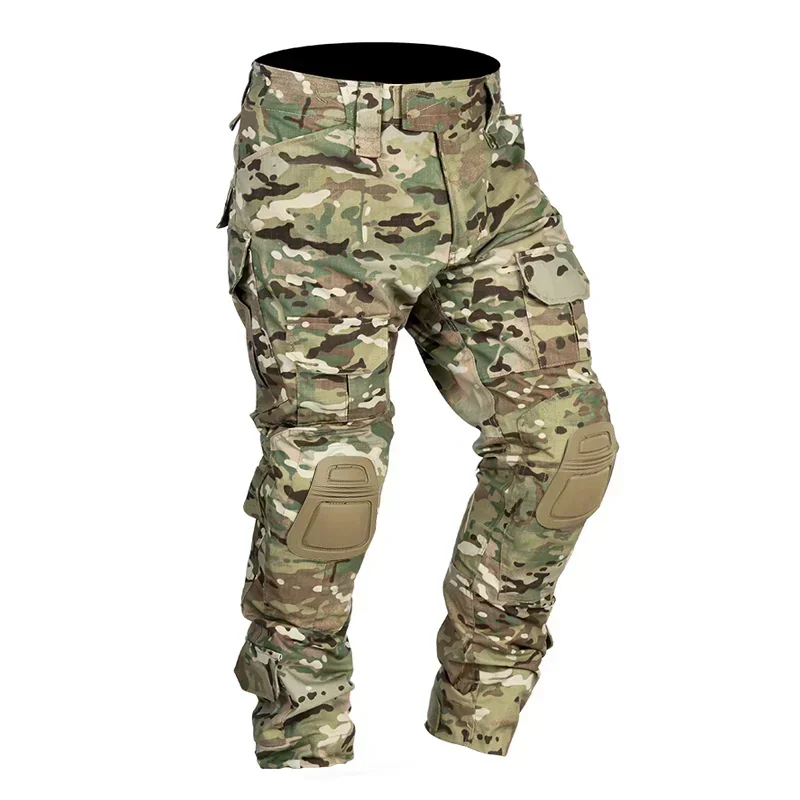 Military Tactical Pants Men's Cargo Outdoor Pants Multi-pocket Wear-resistant Breathable Workwear Combat Trousers +Knee Pads