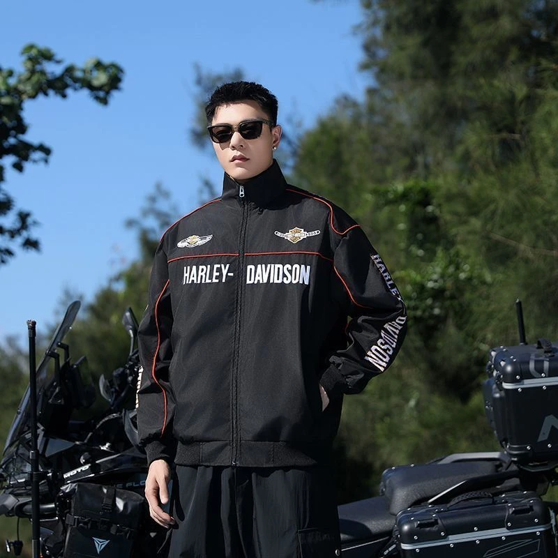 Harley Davidson Man Racing Jacket Autumn Winter Embroidery Thick Coat Outdoor Keep Warm Lady Motorcycle Cycling Uniform Jacket