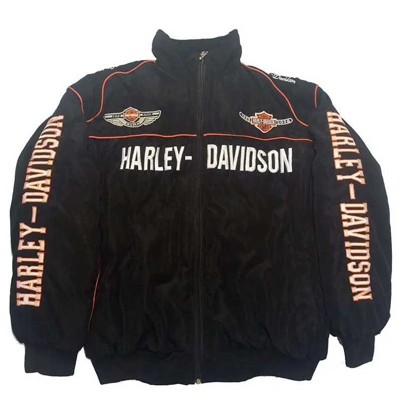 Harley Davidson Man Racing Jacket Autumn Winter Embroidery Thick Coat Outdoor Keep Warm Lady Motorcycle Cycling Uniform Jacket