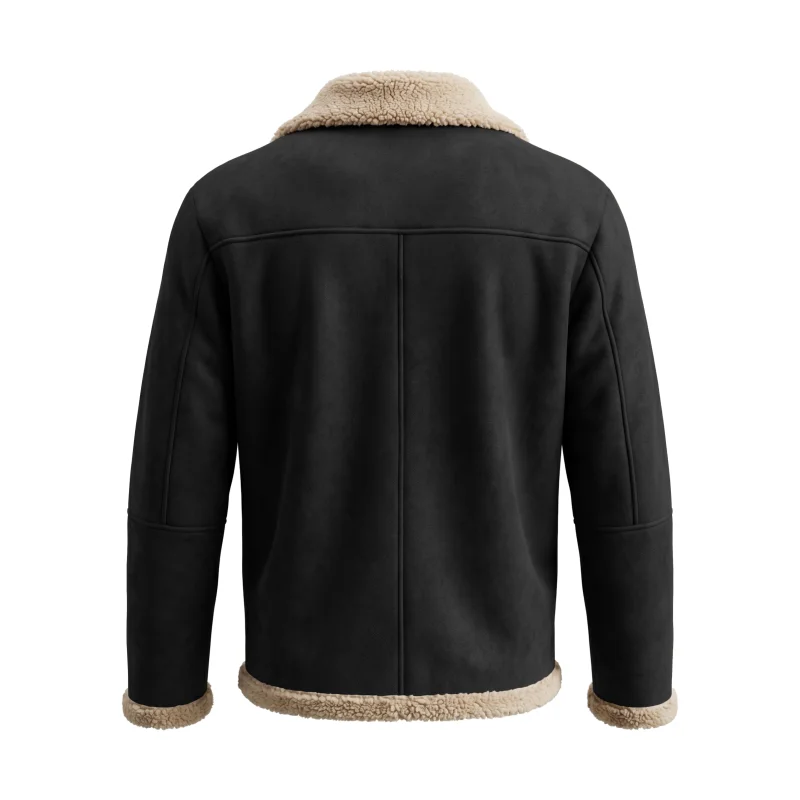 Men’s Winter Thickened Jacket Faux Suede Fleece-Lined Zip-Up Coat Thickened Yet Lightweight Belted Jacket Outdoor Hiking Hunting