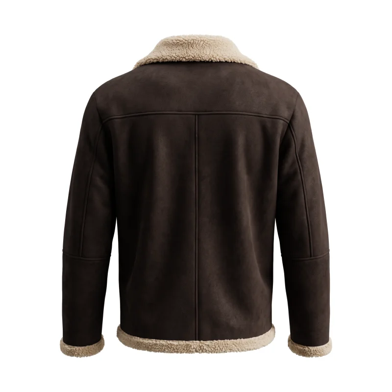 Men’s Winter Thickened Jacket Faux Suede Fleece-Lined Zip-Up Coat Thickened Yet Lightweight Belted Jacket Outdoor Hiking Hunting