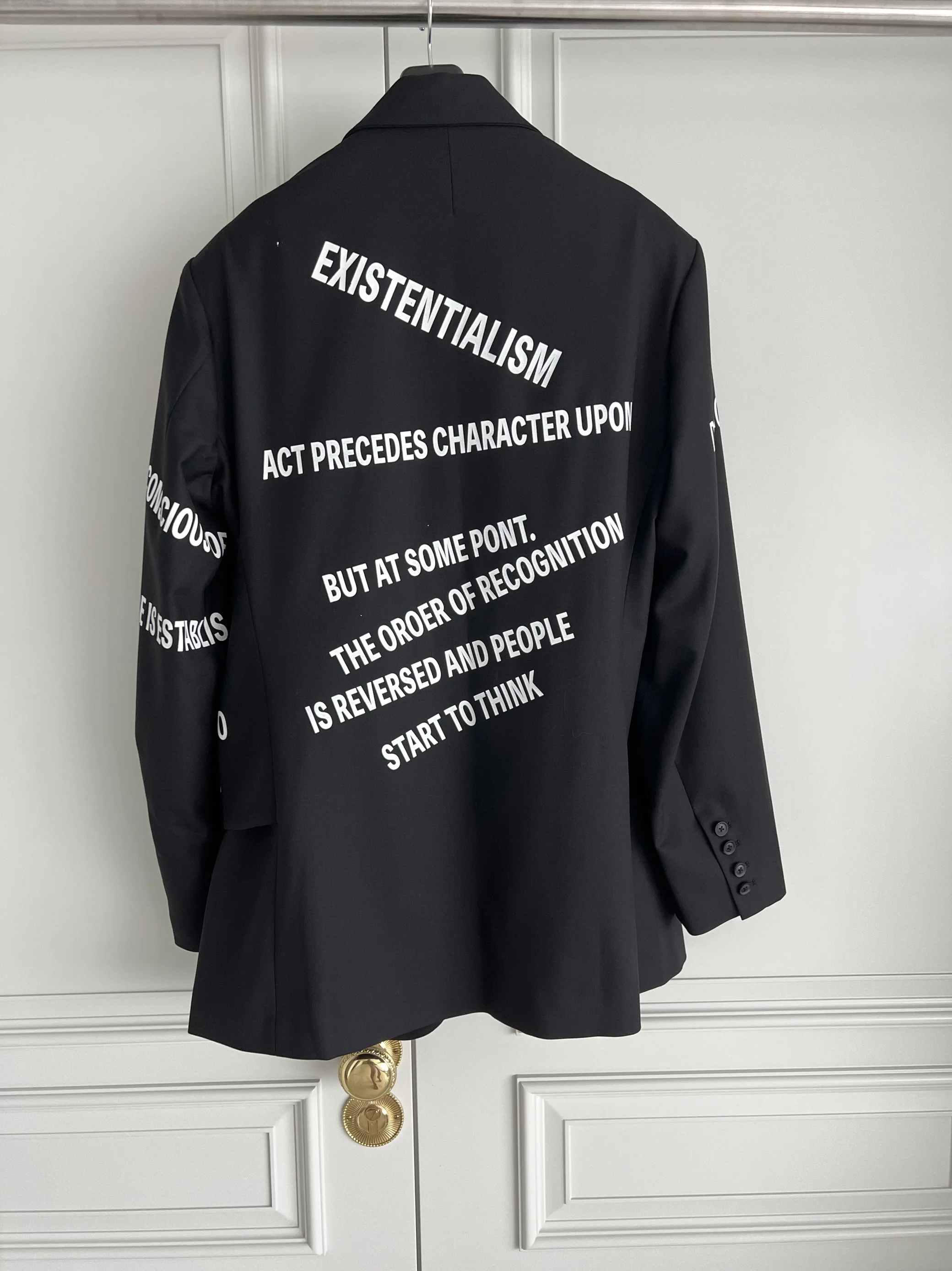 TOP-YAMAMOTO original design structure black wool suit with rear slit banquet suit jacket