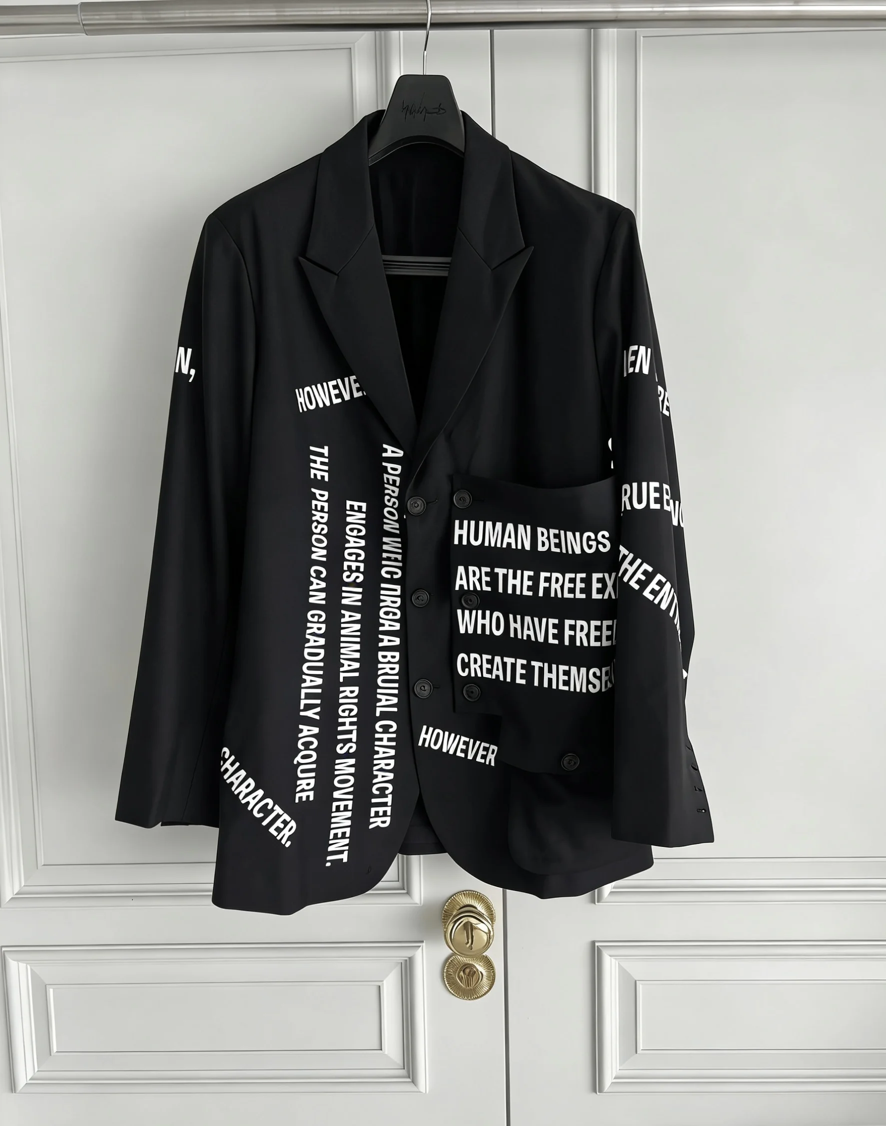 TOP-YAMAMOTO original design structure black wool suit with rear slit banquet suit jacket
