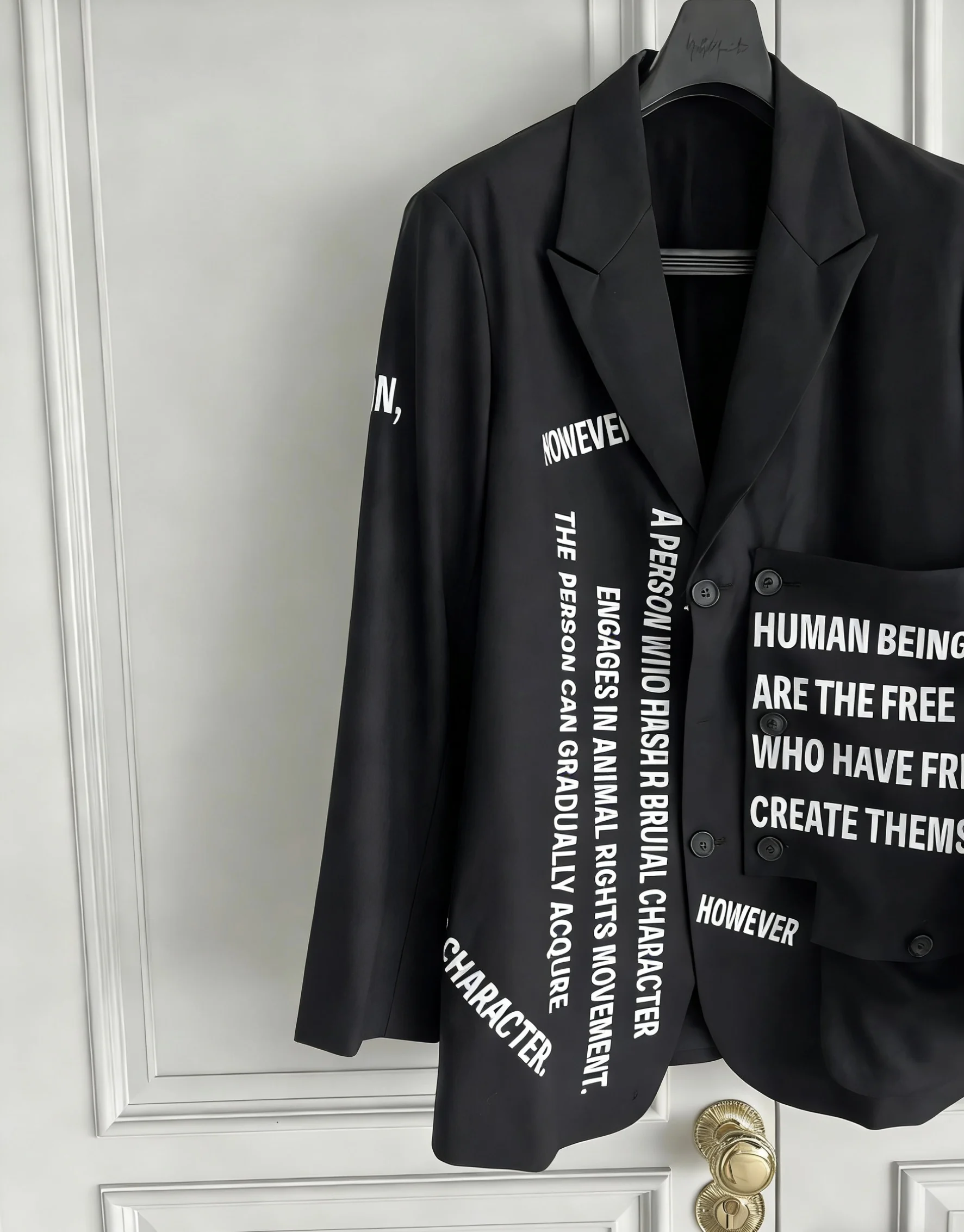 TOP-YAMAMOTO original design structure black wool suit with rear slit banquet suit jacket