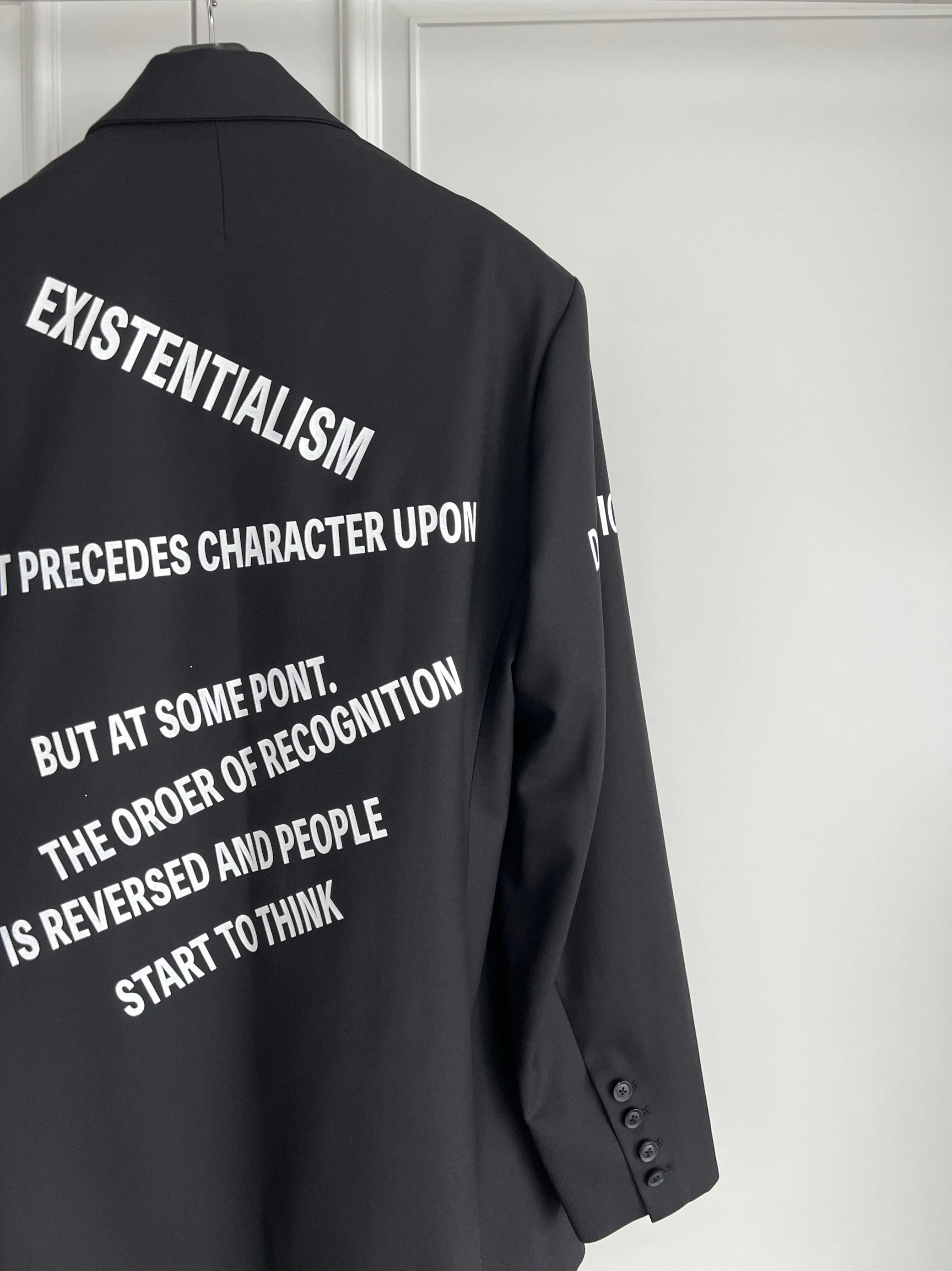 TOP-YAMAMOTO original design structure black wool suit with rear slit banquet suit jacket