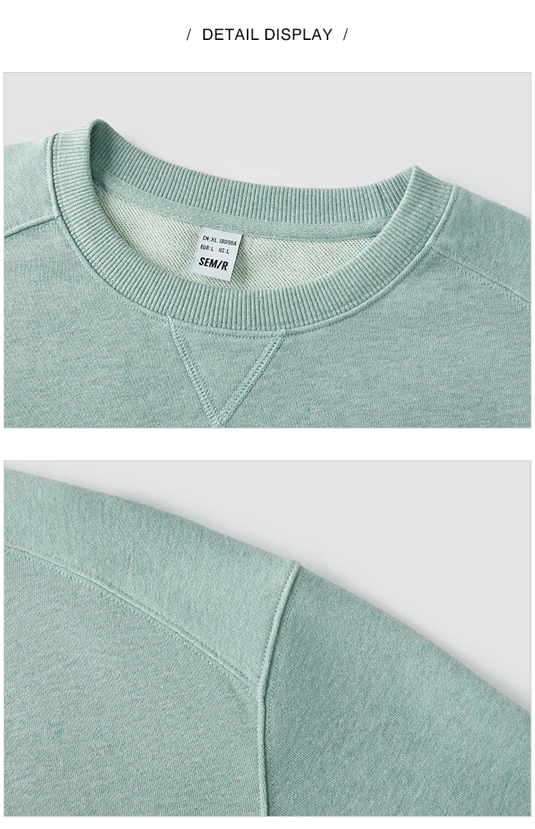 Semir Pullover Men Solid Color Simple Versatile 2025 New Spring Long Sleeve Top Casual Round Neck Top