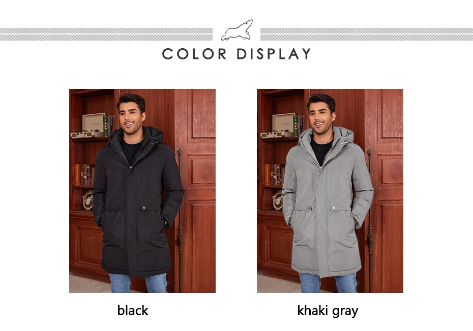 Icebear 2024 New Winter Men's Jacket Midi Big Hood Thermal Coat Fashion Men's Jacket MWD4292I