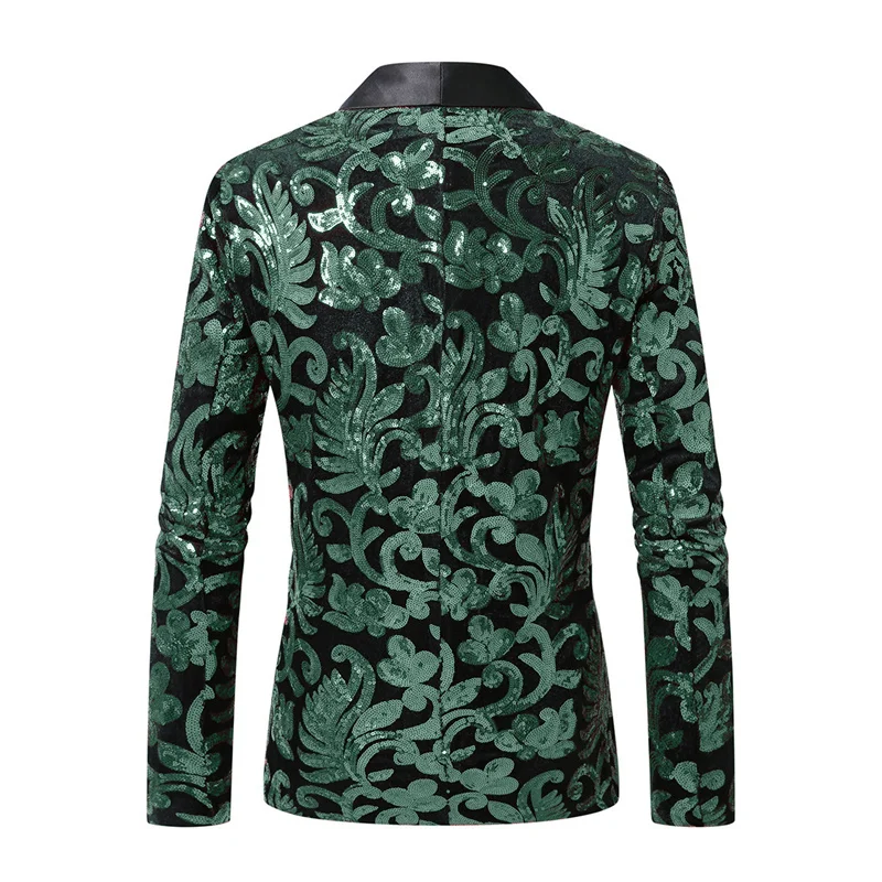 High-end Velvet Sequin Men's Wedding Prom Party Suits Singer Host Stage Performance Luxury Blazer and Pants