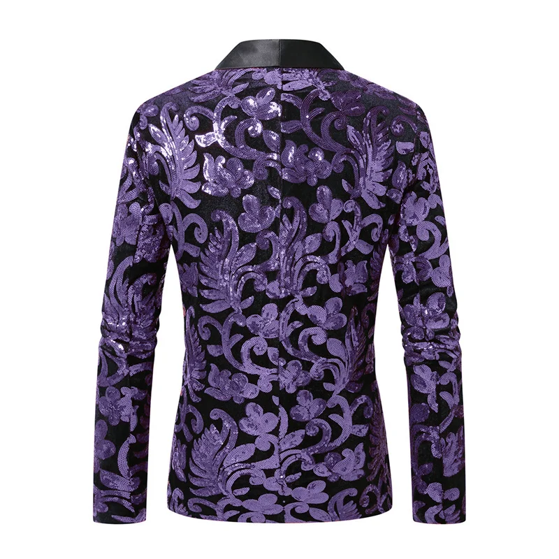 High-end Velvet Sequin Men's Wedding Prom Party Suits Singer Host Stage Performance Luxury Blazer and Pants