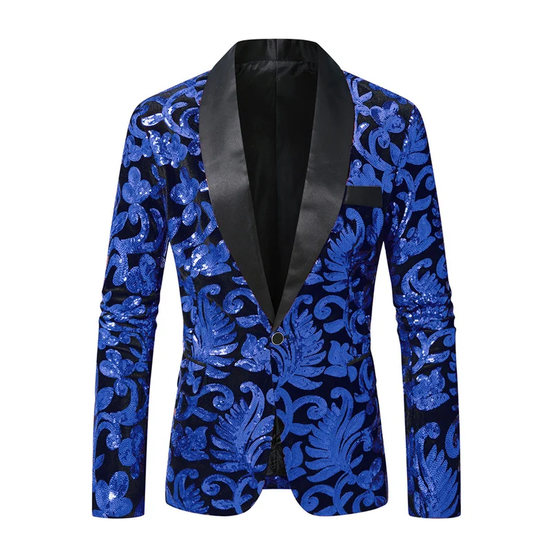 High-end Velvet Sequin Men's Wedding Prom Party Suits Singer Host Stage Performance Luxury Blazer and Pants