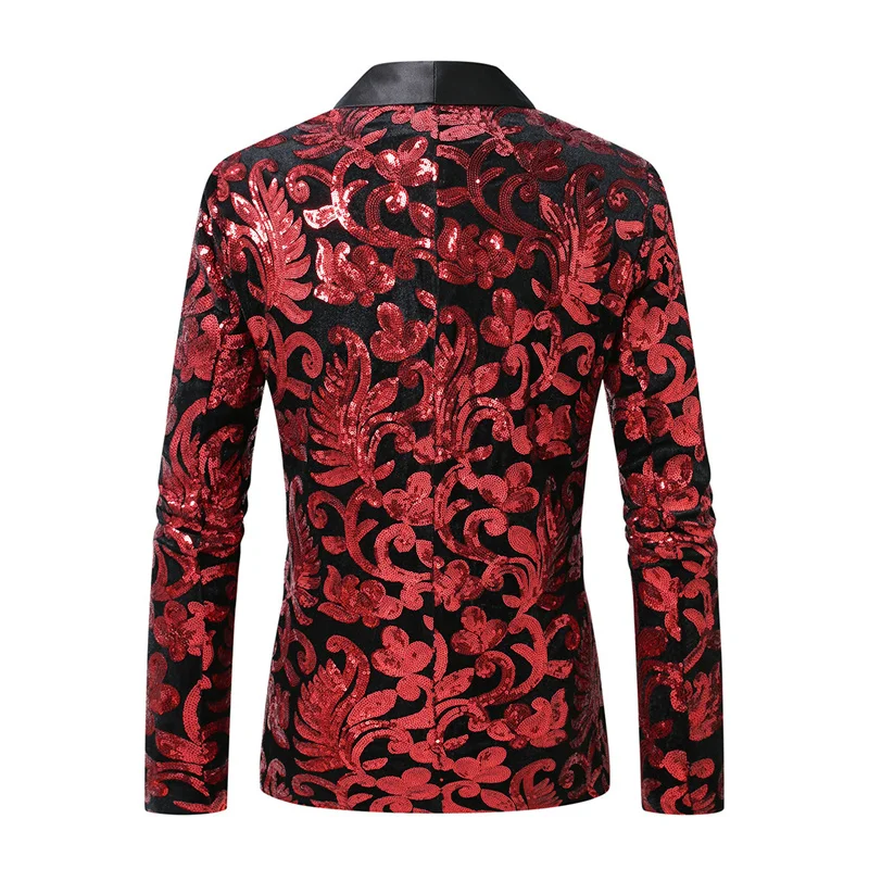 High-end Velvet Sequin Men's Wedding Prom Party Suits Singer Host Stage Performance Luxury Blazer and Pants