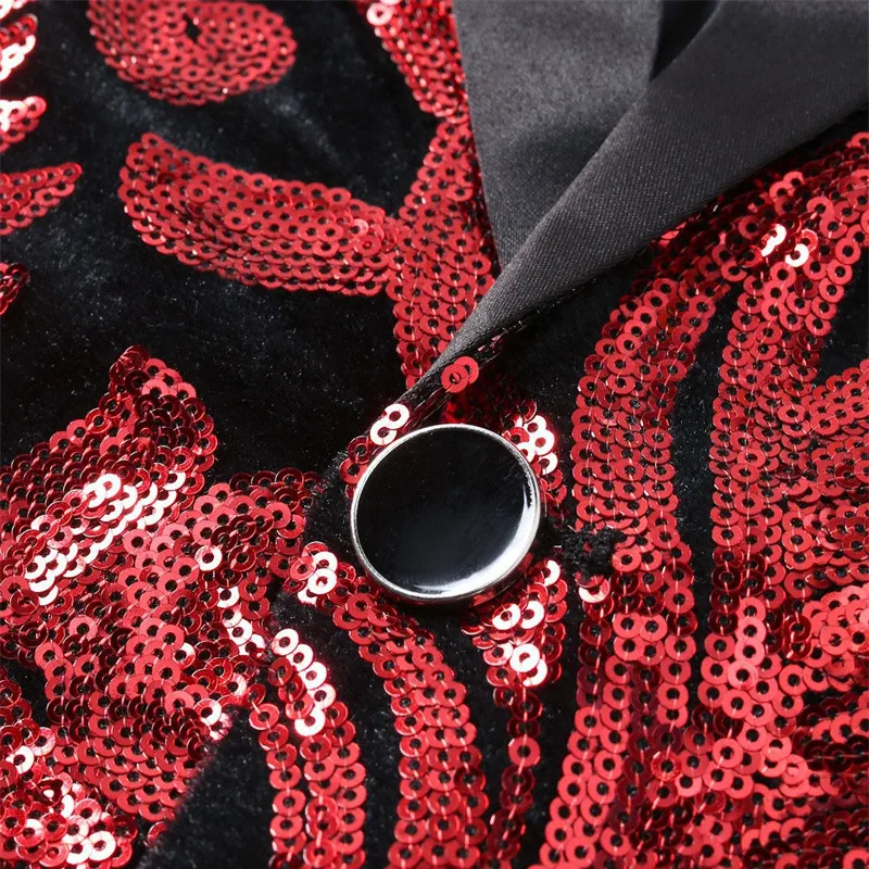 High-end Velvet Sequin Men's Wedding Prom Party Suits Singer Host Stage Performance Luxury Blazer and Pants