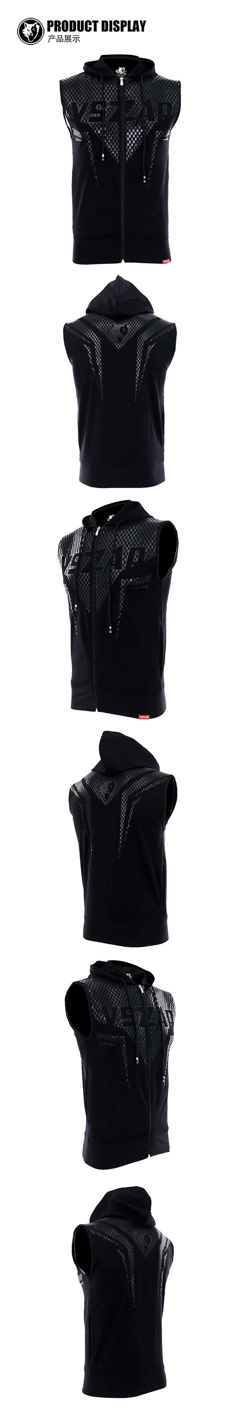 VSZAP Men's Sleeveless Hoodie MMA Fighting Vest Quick-Dry Breathable Gym Workout Training Boxing Muay Thai Jiu-Jitsu
