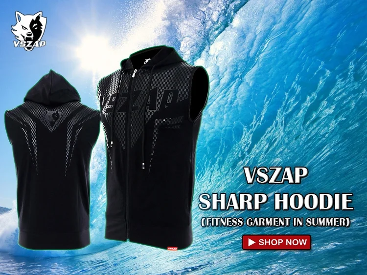 VSZAP Men's Sleeveless Hoodie MMA Fighting Vest Quick-Dry Breathable Gym Workout Training Boxing Muay Thai Jiu-Jitsu