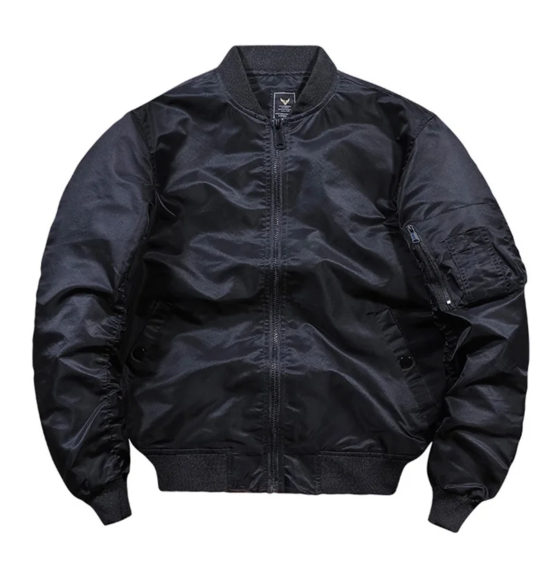 Jacket Men Vintage Motorcycle Military Coat Spring Winter Padded Casual Pilot Clothing 4XL 5XL Solid Stand Collar