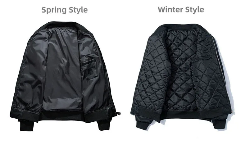 Jacket Men Vintage Motorcycle Military Coat Spring Winter Padded Casual Pilot Clothing 4XL 5XL Solid Stand Collar