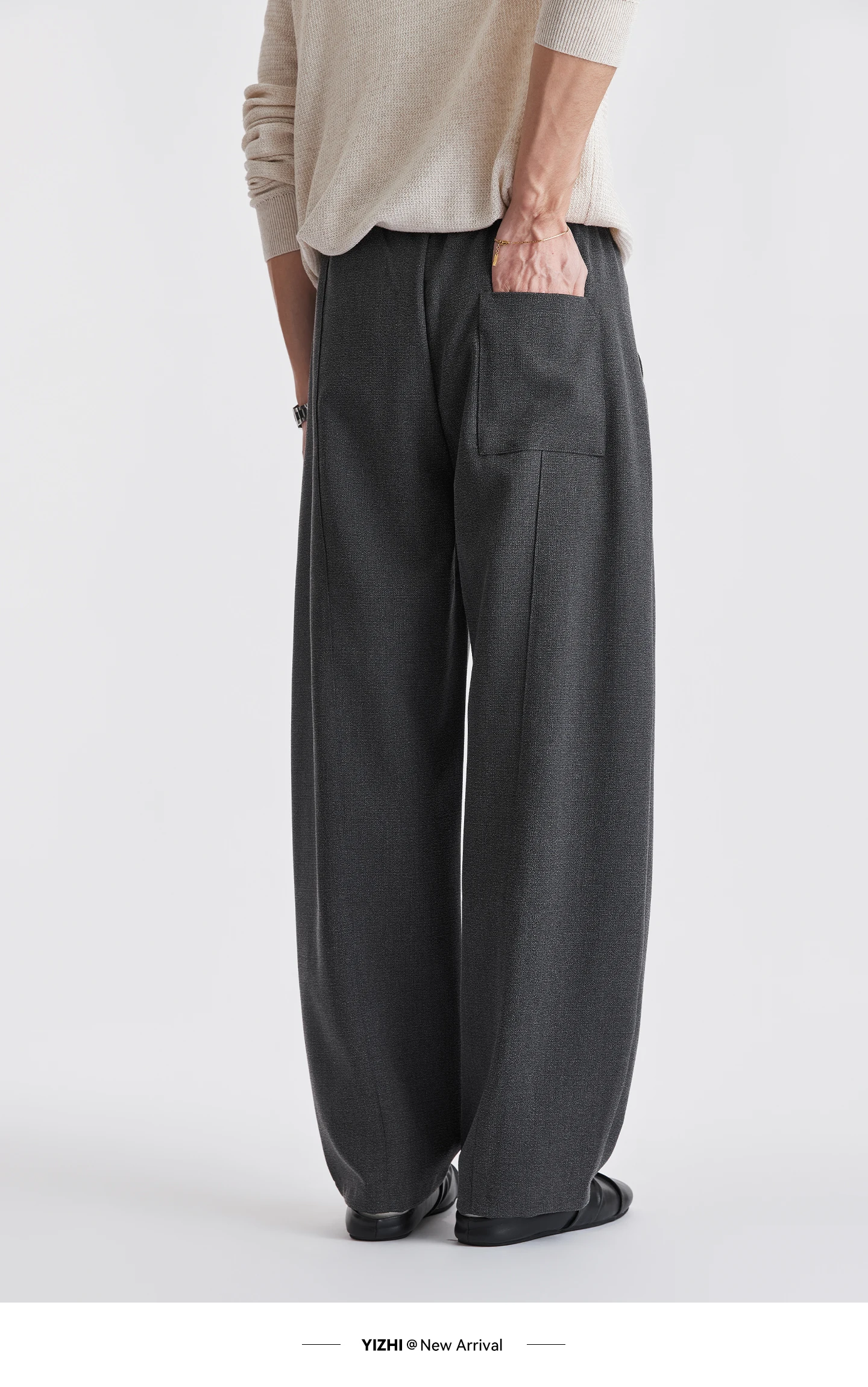 Men Lyocell Drawstring Pleated Wide Leg Casual Pants 2026 Autumn Mature Style Commuter Versatile Draped Straight Long Trousers