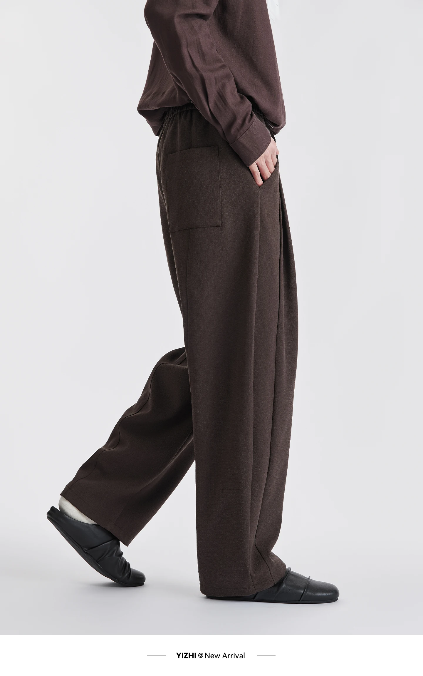 Men Lyocell Drawstring Pleated Wide Leg Casual Pants 2026 Autumn Mature Style Commuter Versatile Draped Straight Long Trousers