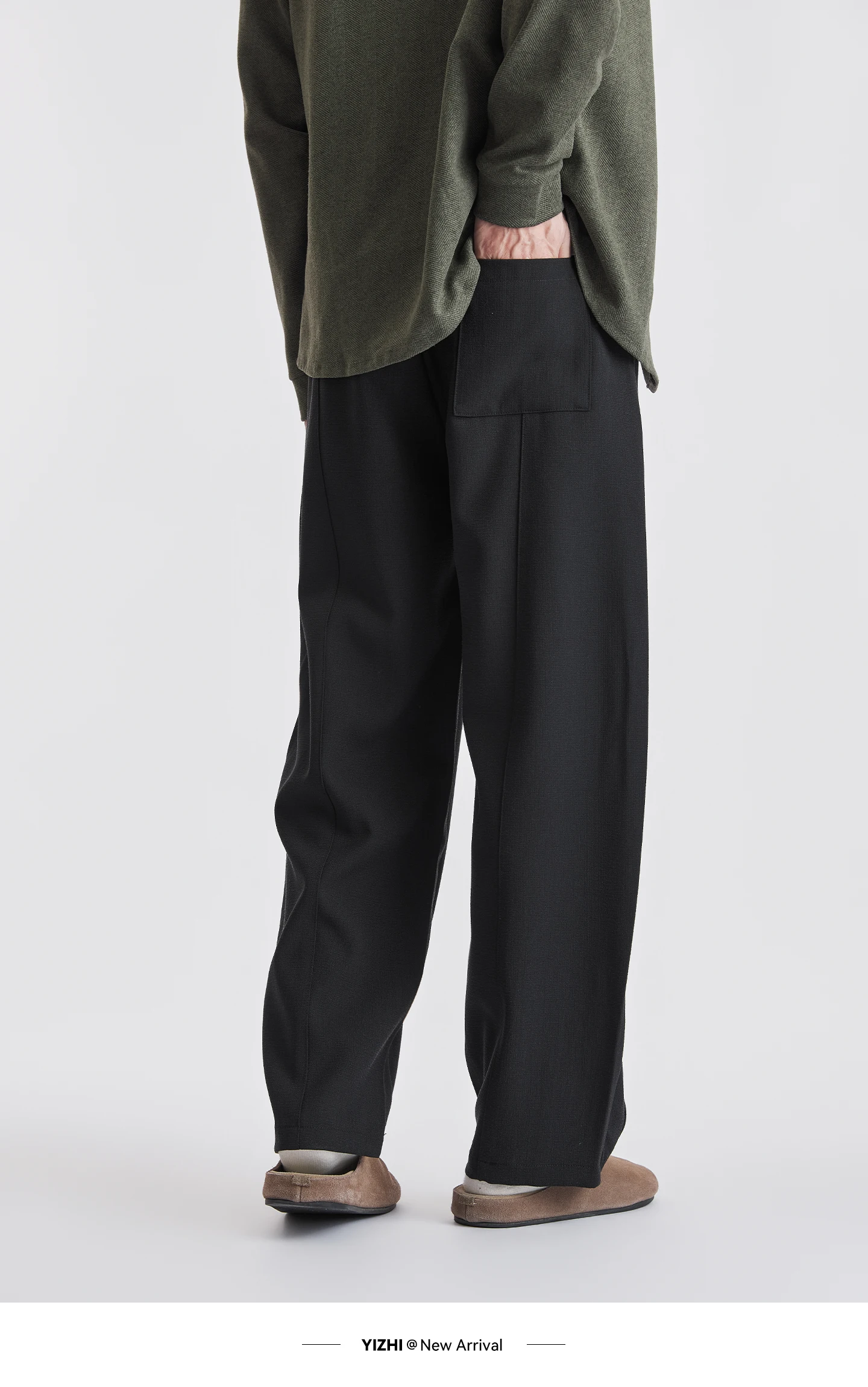 Men Lyocell Drawstring Pleated Wide Leg Casual Pants 2026 Autumn Mature Style Commuter Versatile Draped Straight Long Trousers