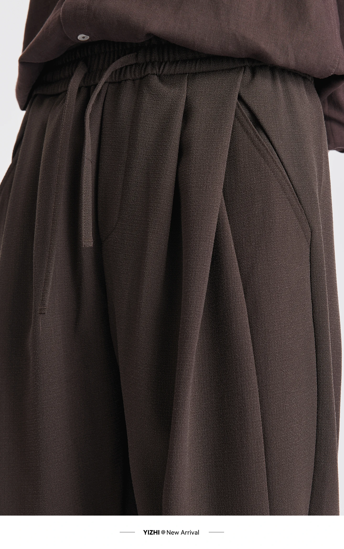 Men Lyocell Drawstring Pleated Wide Leg Casual Pants 2026 Autumn Mature Style Commuter Versatile Draped Straight Long Trousers