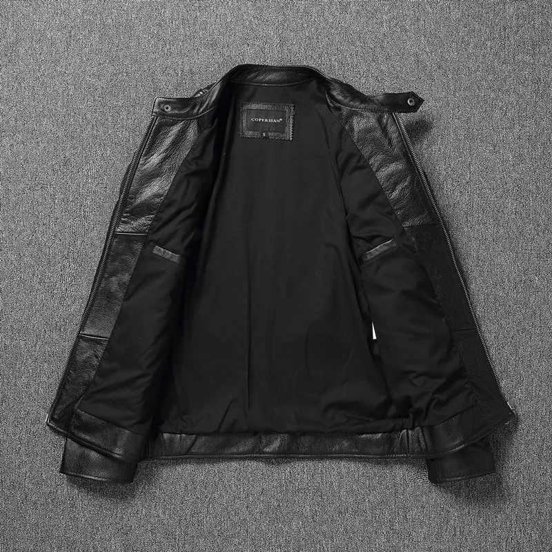 2025 New Leather Jacket Top Layer 100% Cowhide Leather Clothes Men's Stand Collar Motorcycle Clothes  Autumn Winter Plus Size