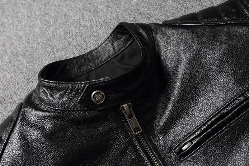 2025 New Leather Jacket Top Layer 100% Cowhide Leather Clothes Men's Stand Collar Motorcycle Clothes  Autumn Winter Plus Size