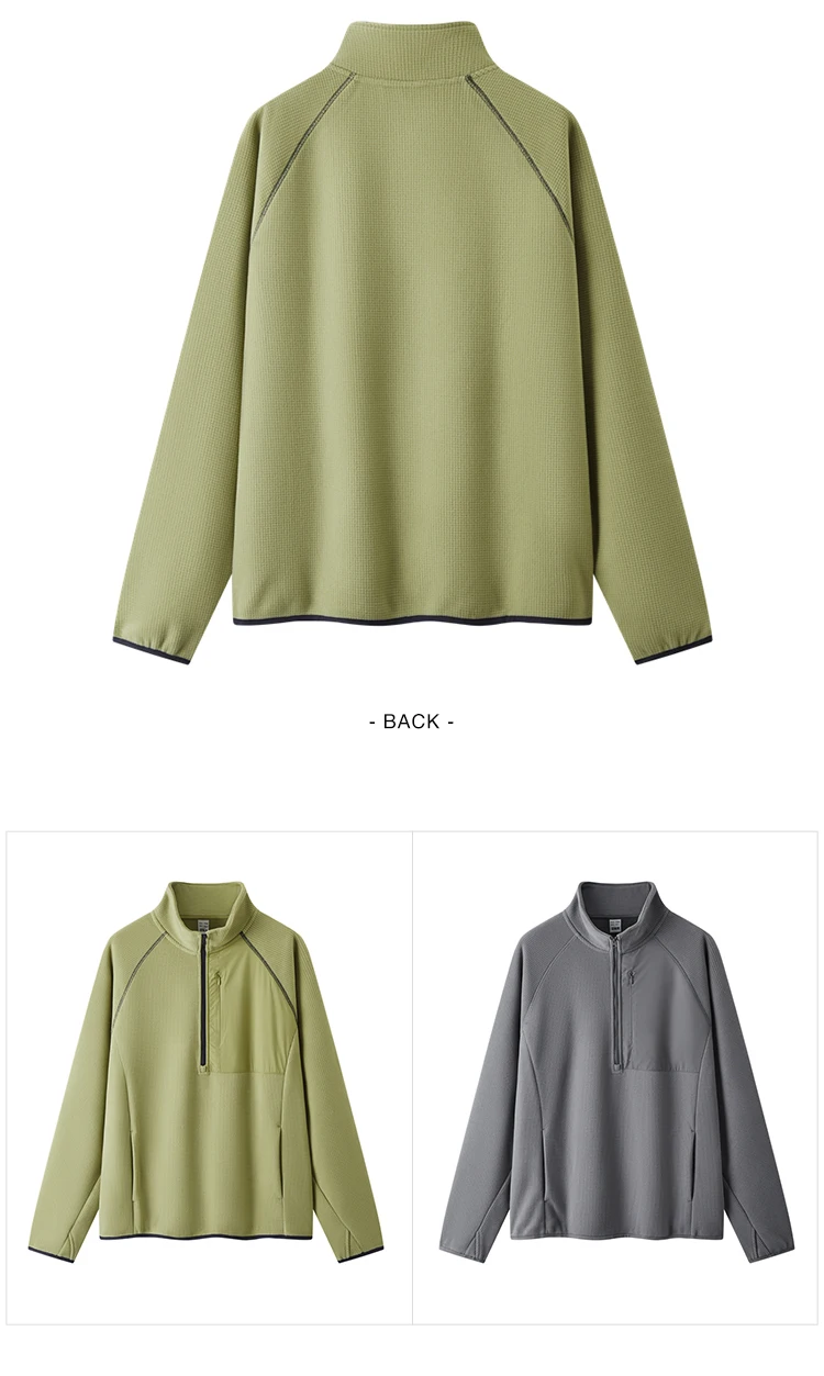 Semir Hoodie Men Warm Half-Open Placket Fleece Top Outdoor Patchwork Textured Stand Collar 2025 Winter New Men's Clothing