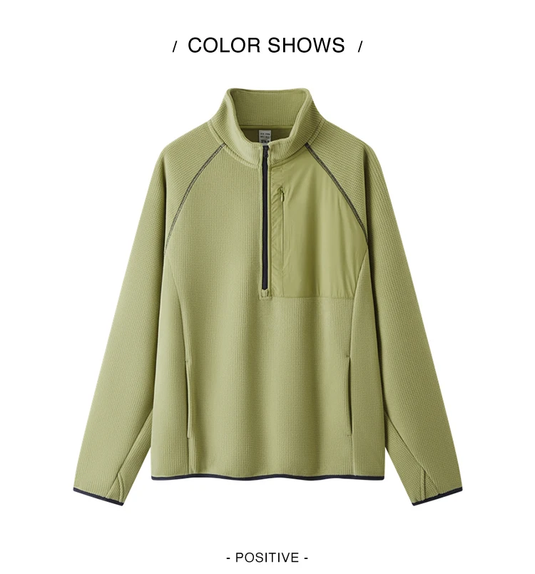 Semir Hoodie Men Warm Half-Open Placket Fleece Top Outdoor Patchwork Textured Stand Collar 2025 Winter New Men's Clothing
