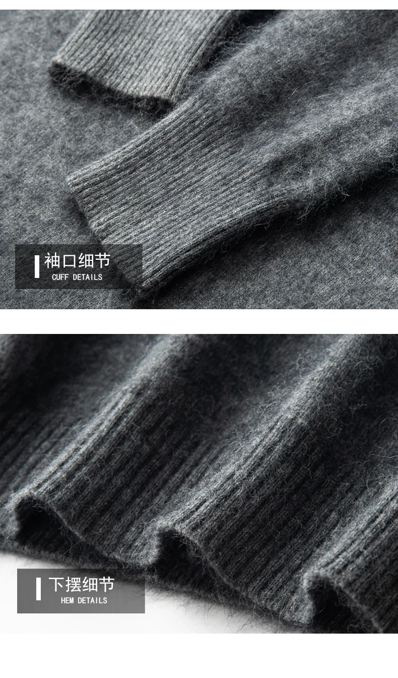 100% Pure Mink Cashmere Men's Round Neck Sweater For Autumn Winter, Casual Knitted Long Sleeved Pullover Sweater Men's Clothng