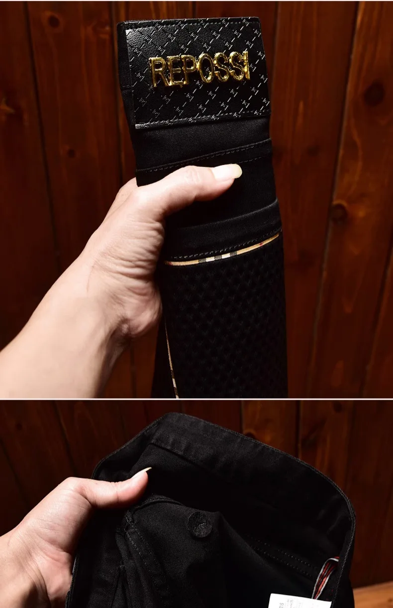2024 New Light Luxury and Simplicity Black Jeans Men's Fashionable All-Match Straight Slim Fit Casual Trend Skinny Stretch Trous