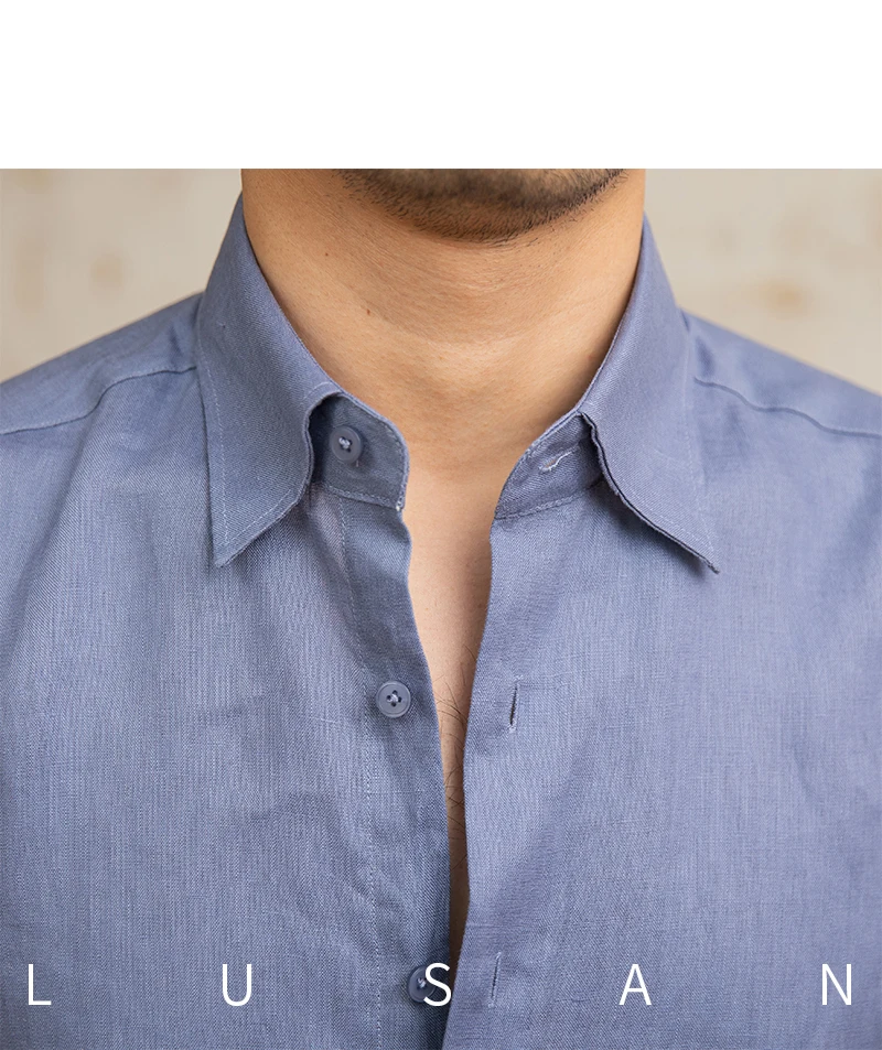 100 Linen Thin Long-sleeved Shirt Vintage Laid-back Old Money Style Sun-proof Breathable Gentry Shirt for Men