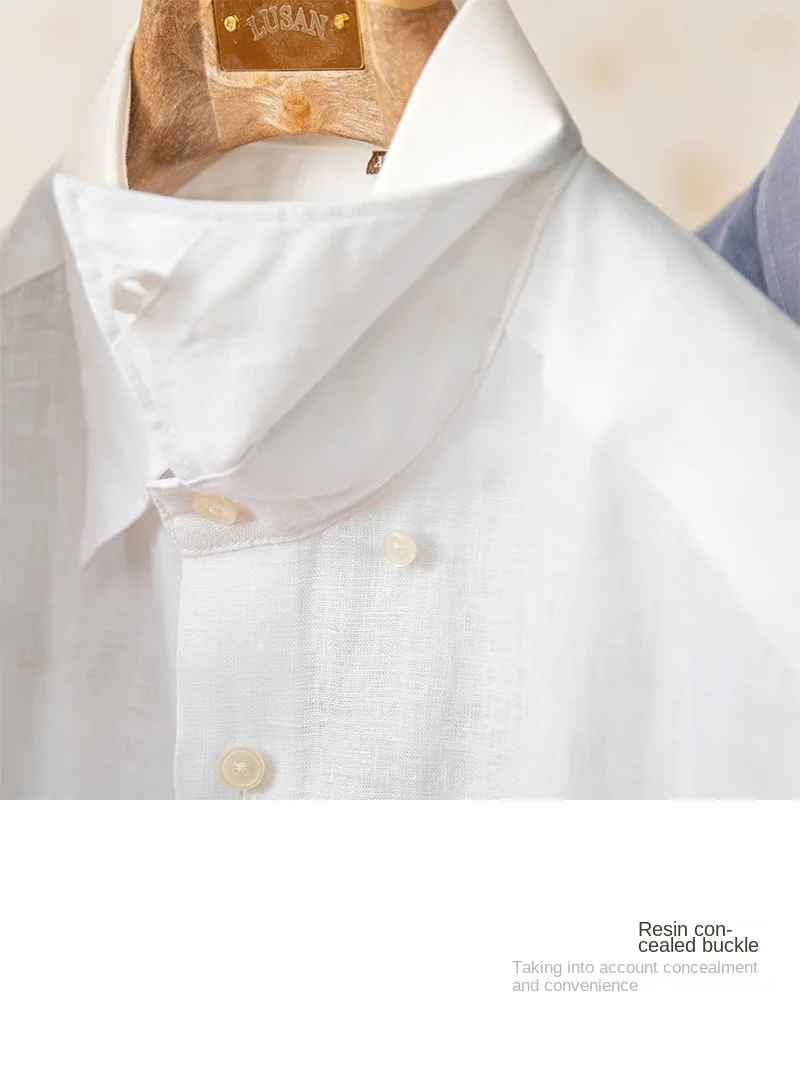 100 Linen Thin Long-sleeved Shirt Vintage Laid-back Old Money Style Sun-proof Breathable Gentry Shirt for Men